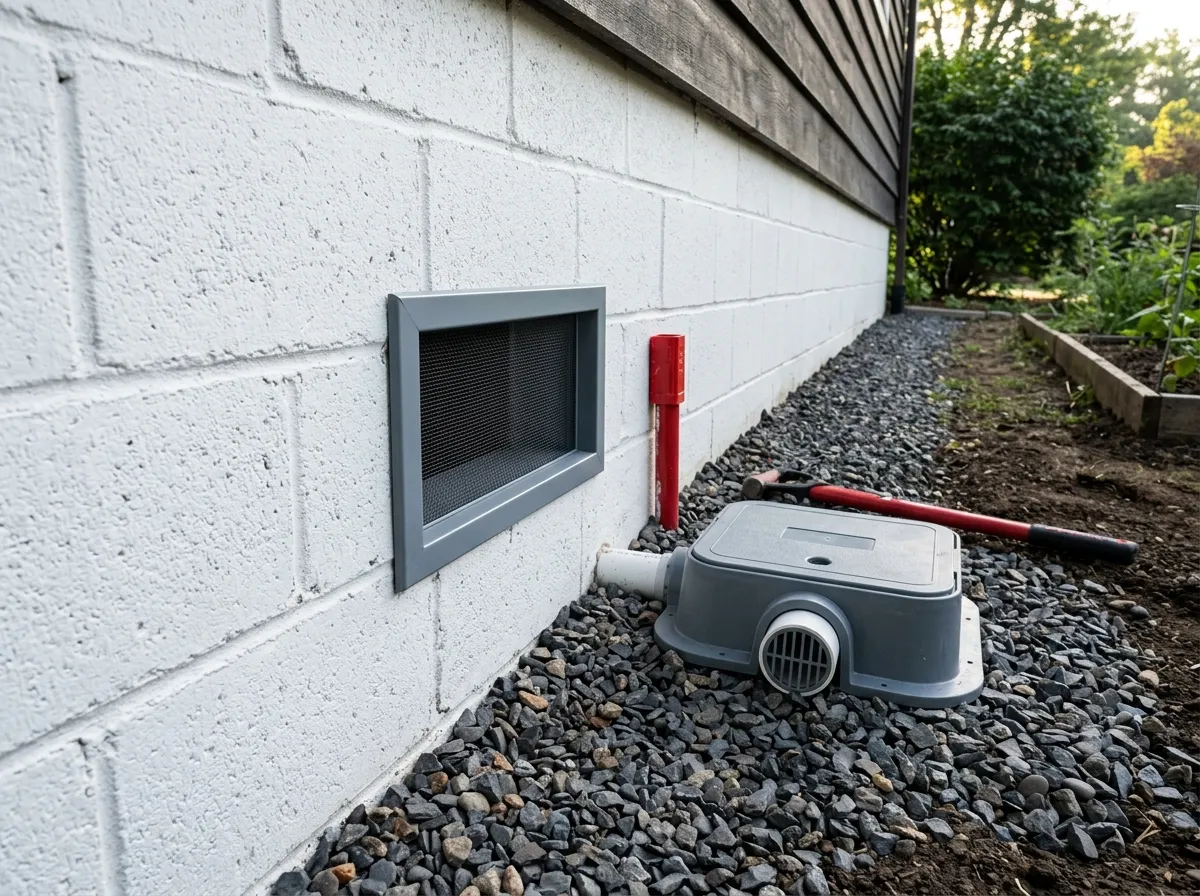 Crawlspace & Foundation Drainage — repair detail