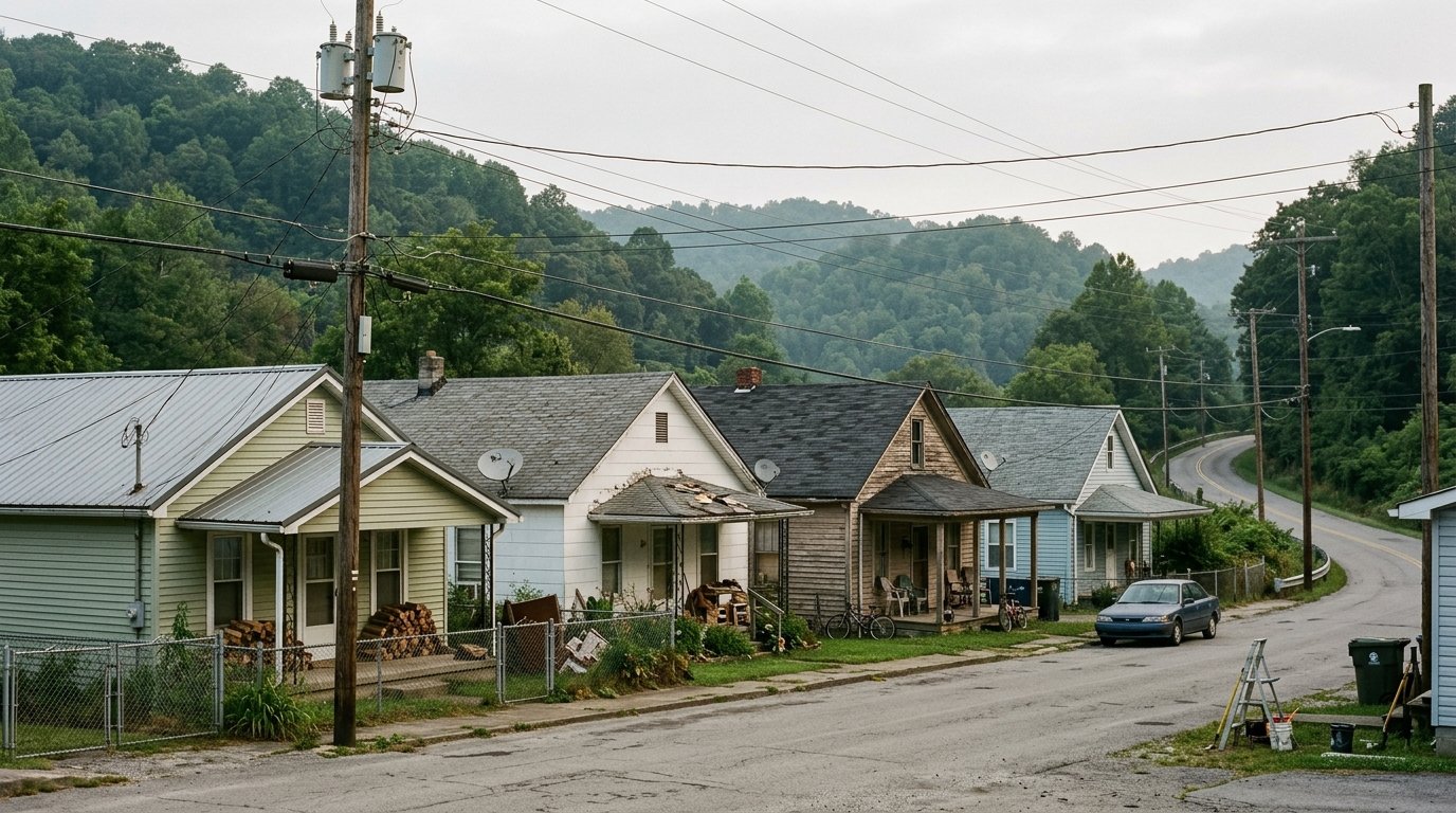 Mixed rooflines on a small-town Kentucky street