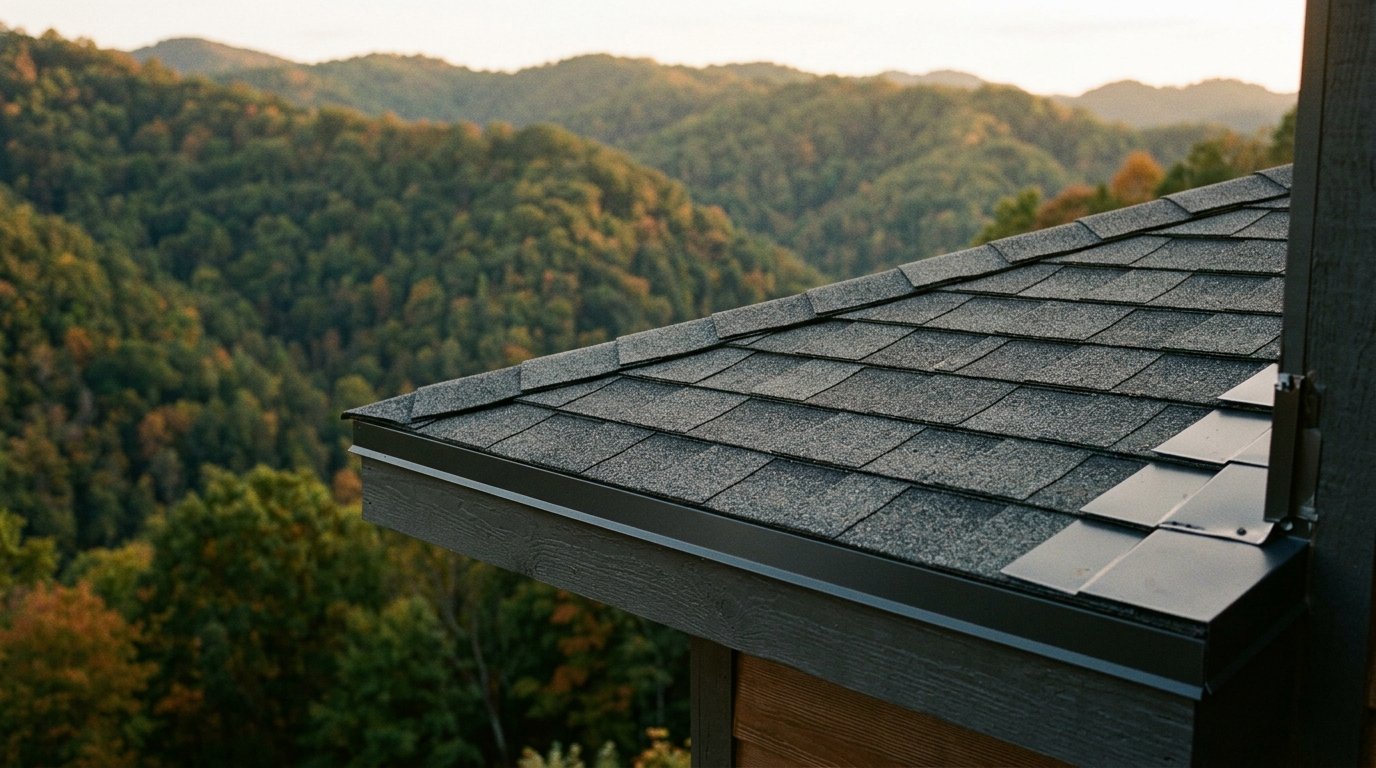 Clean shingle and flashing detail on a Kentucky roof